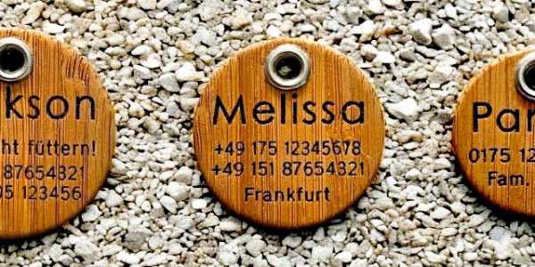 Hundemarken aus Bambus - Übersicht