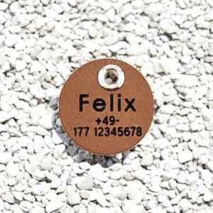 Leder-Hundemarke dunkel, 25 mm, einseitig (Wasserbüffel)