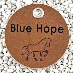 Leder-Hundemarke dunkel, 50 mm, einseitig (Wasserbüffel)