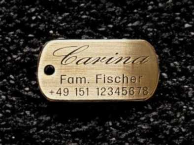 Hundemarke Messing Dogtag, 40 mm, einseitig