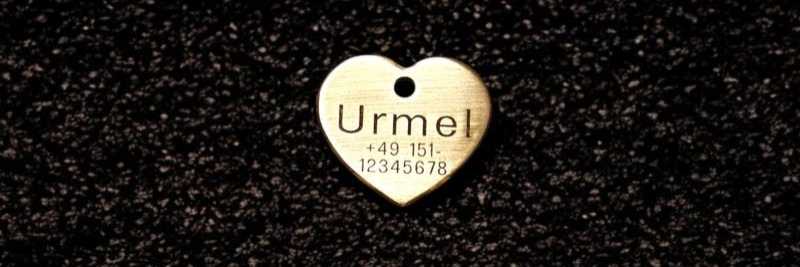 Hundemarke Messing Herz, 30 mm, einseitig