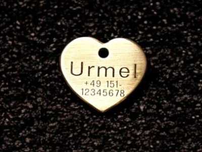 Hundemarke Messing Herz, 30 mm, einseitig