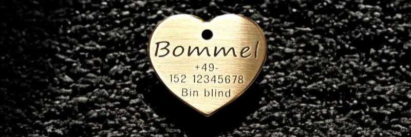 Hundemarke Messing Herz, 40 mm, einseitig