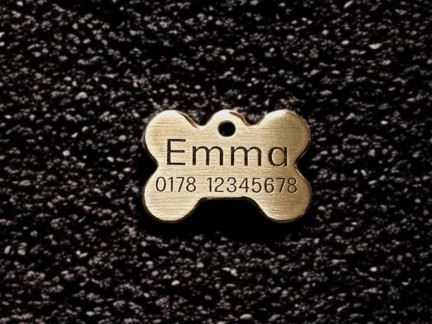 Hundemarke Messing Knochen, 28 mm, einseitig