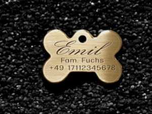 Hundemarke Messing Knochen, 38 mm, einseitig