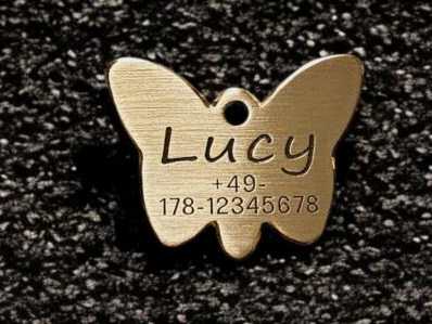 Hundemarke Messing sonstige, Schmetterling, einseitig