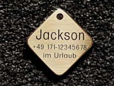 Hundemarke Messing sonstige, Raute 38 mm, beidseitig