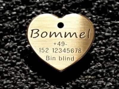 Hundemarke Messing Herz, 40 mm, beidseitig