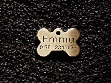 Hundemarke Messing Knochen, 28 mm, beidseitig