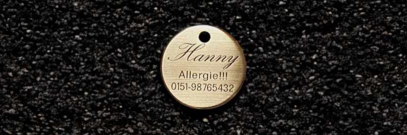 Hundemarke Messing rund, 30 mm, beidseitig