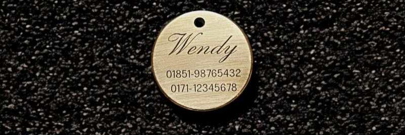 Hundemarke Messing rund, 36 mm, beidseitig