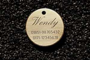 Hundemarke Messing rund, 36 mm, beidseitig