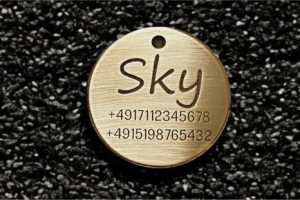 Hundemarke Messing rund, 40 mm, beidseitig