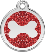 hundemarke reddingo knochen glitzerrot